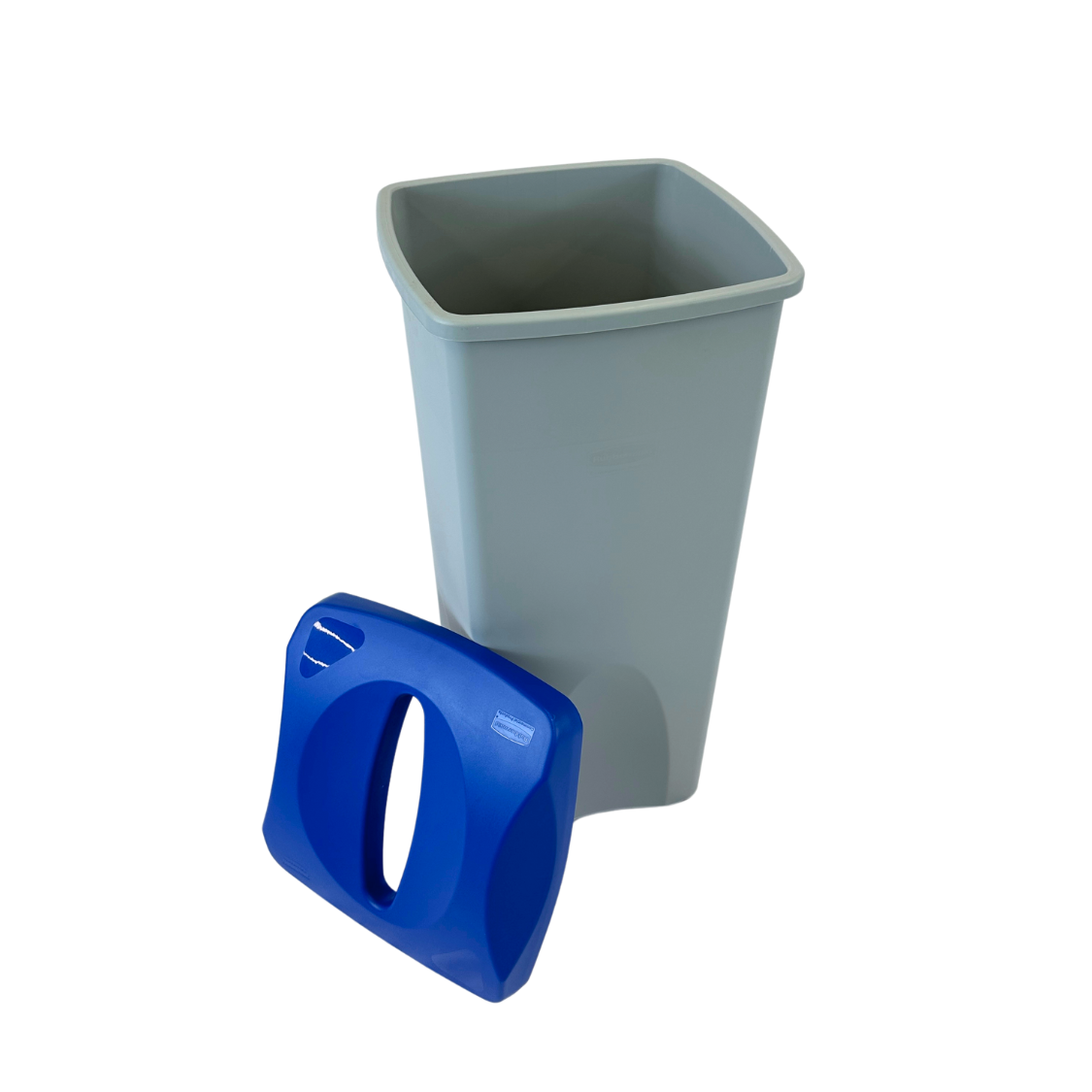 Poubelle d'intérieur en plastique - Gris et bleu - Ouverture fente