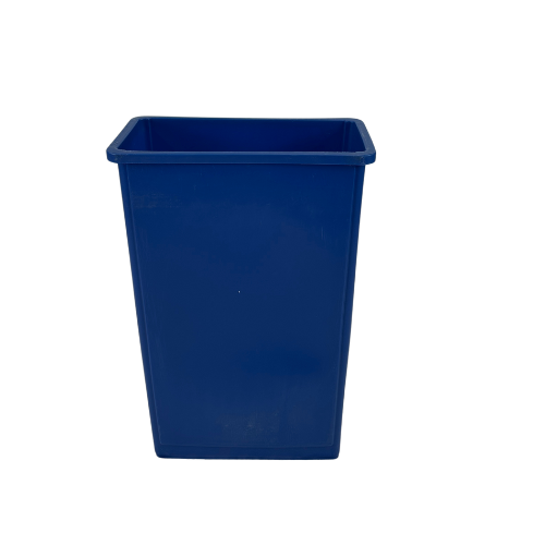 Poubelle à couvercle sécurisé - Bleu et gris - Ouverture fente