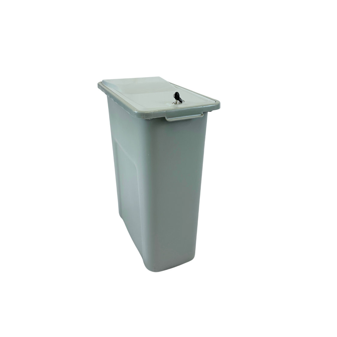 Poubelle en plastique sécurisée avec serrure - Gris