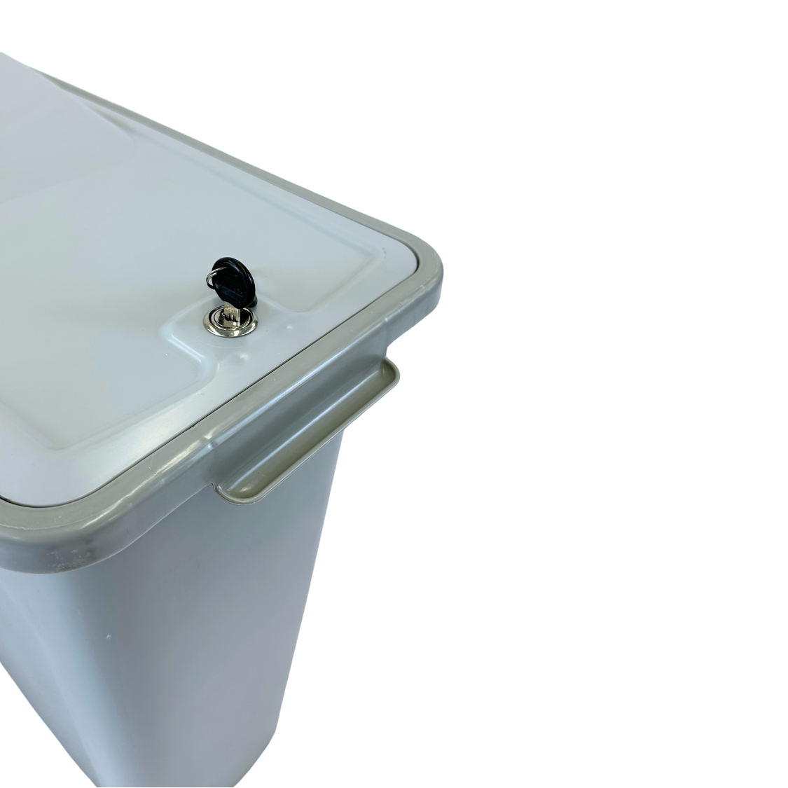 Poubelle en plastique sécurisée avec serrure - Gris