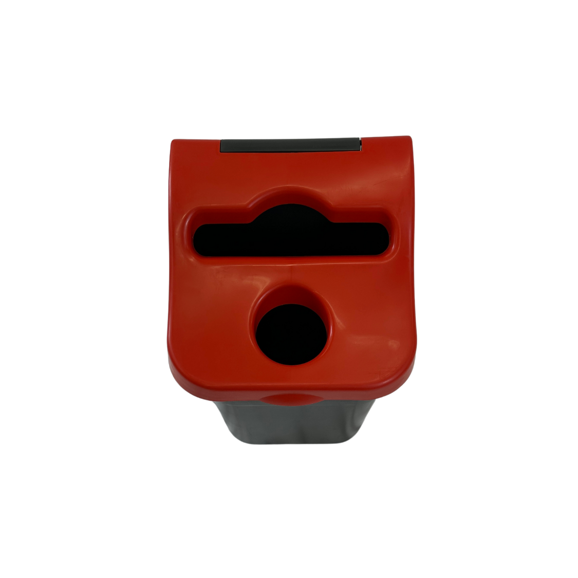 Corbeille à deux compartiments  - Noir et couvercle rouge