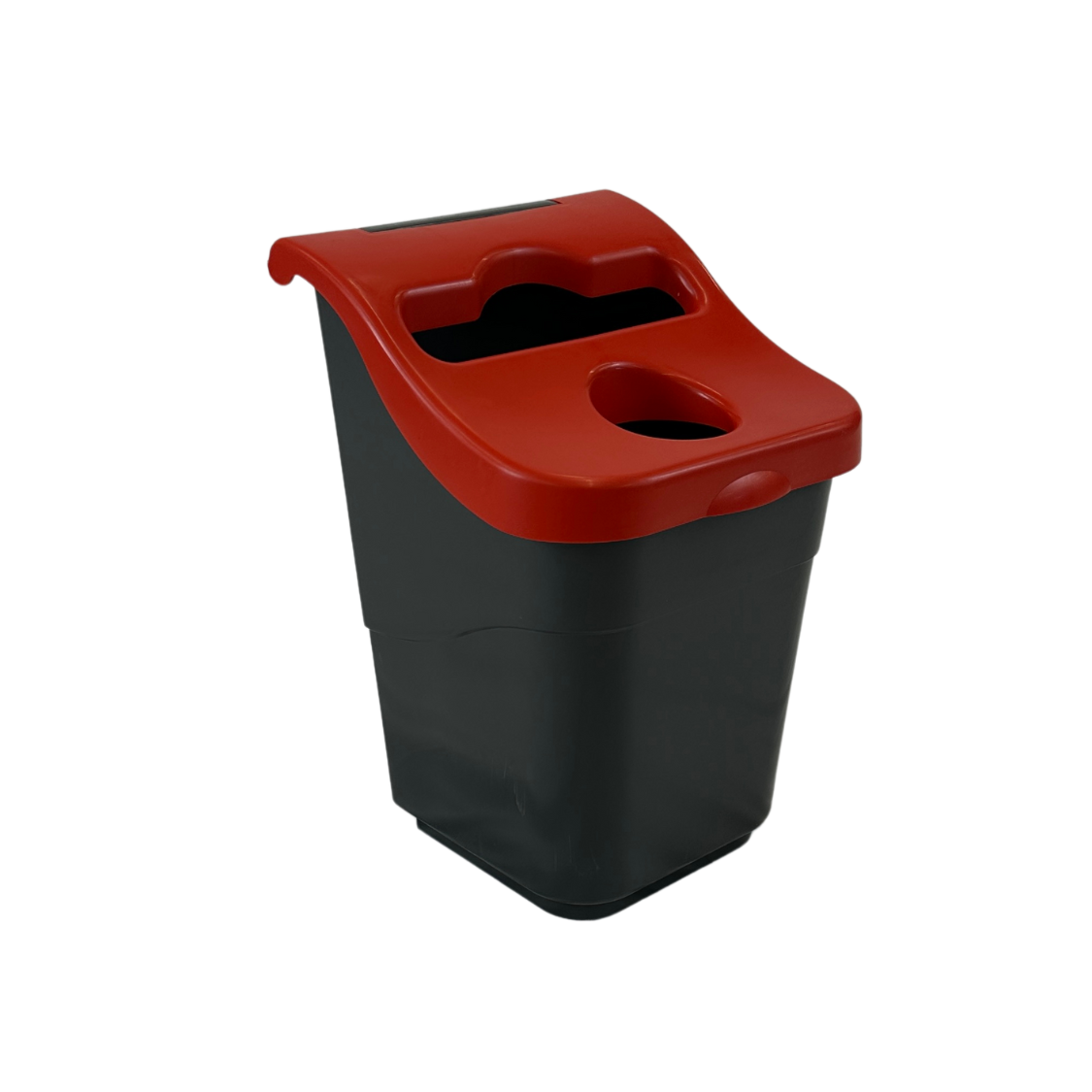 Corbeille à deux compartiments  - Noir et couvercle rouge