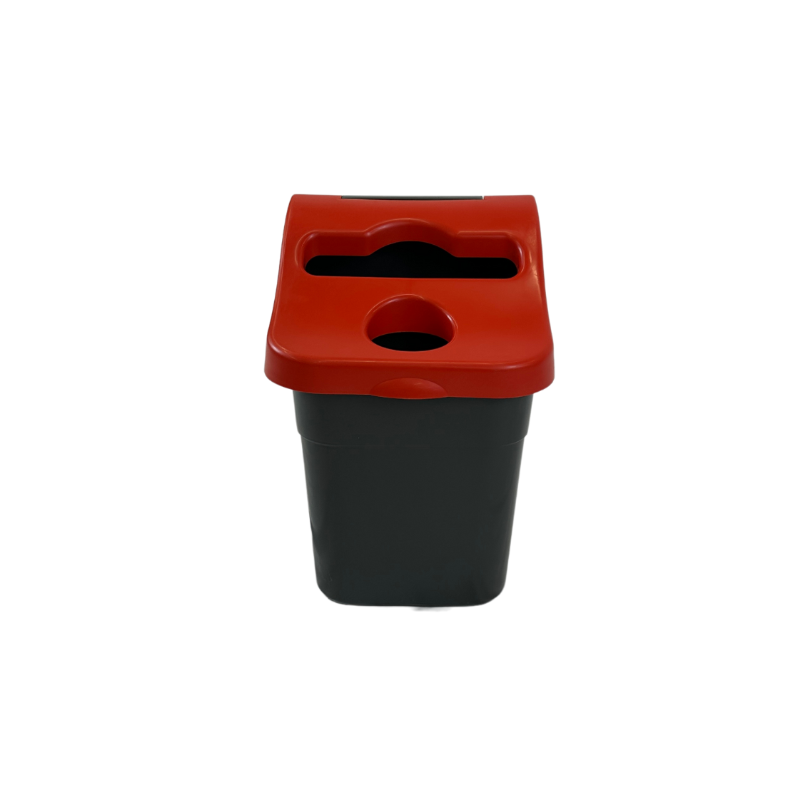 Corbeille à deux compartiments  - Noir et couvercle rouge