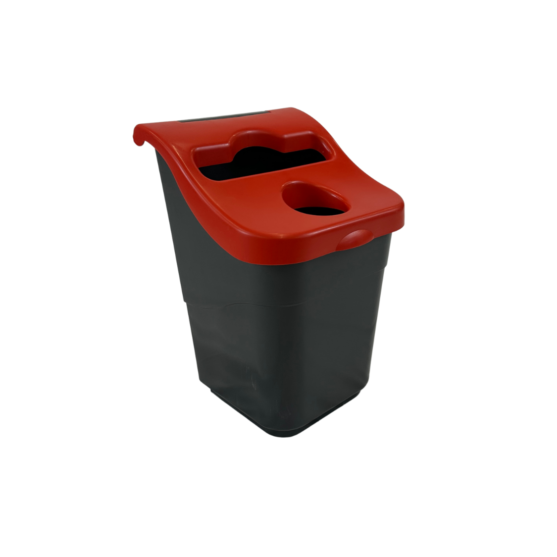 Corbeille à deux compartiments  - Noir et couvercle rouge