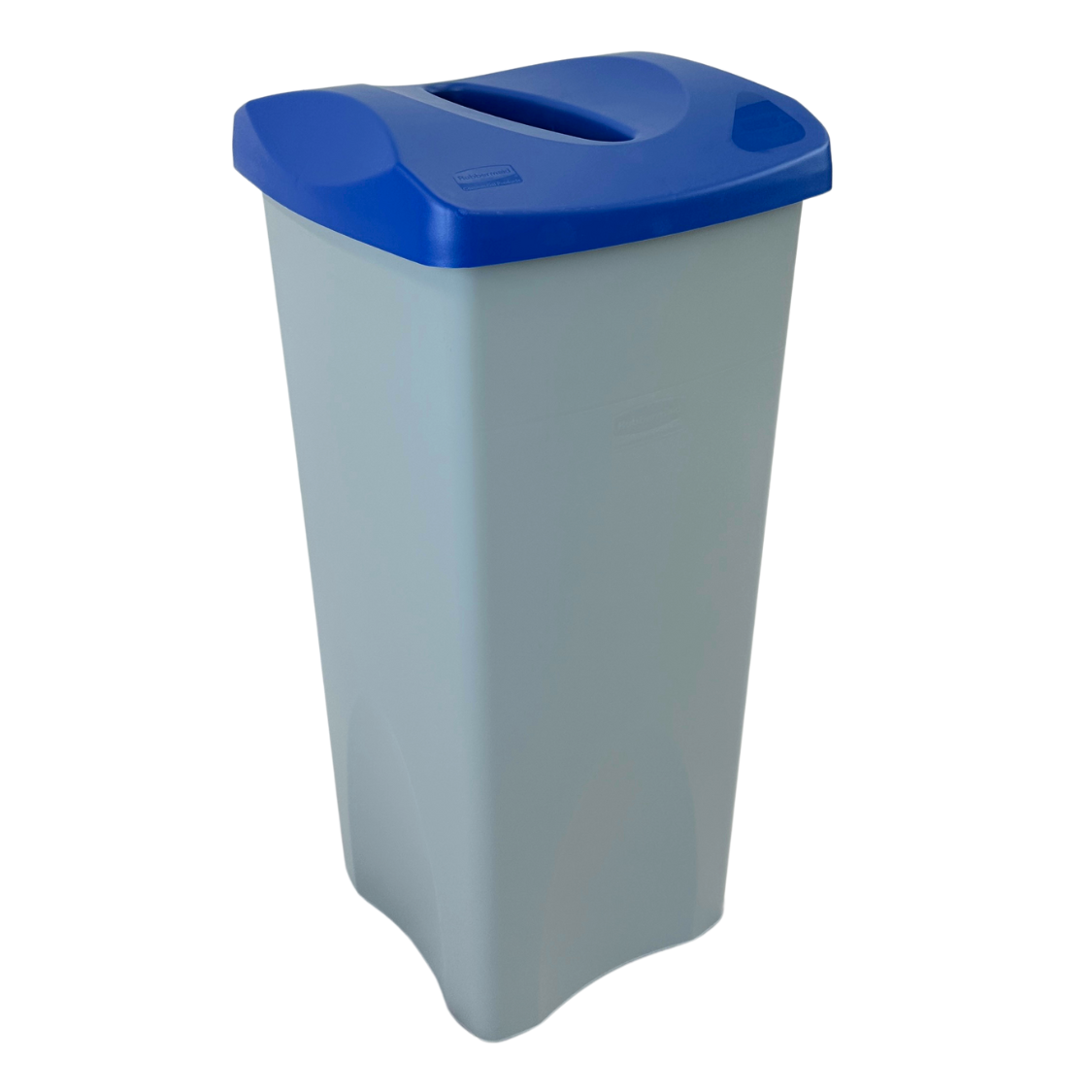 Poubelle d'intérieur en plastique - Gris et bleu - Ouverture fente