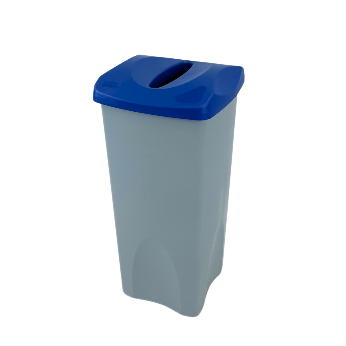 Poubelle d'intérieur en plastique - Gris et bleu - Ouverture fente