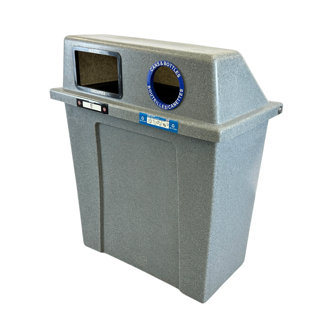 Ilot de tri extérieur en plastique - Granite gris - 2 voies