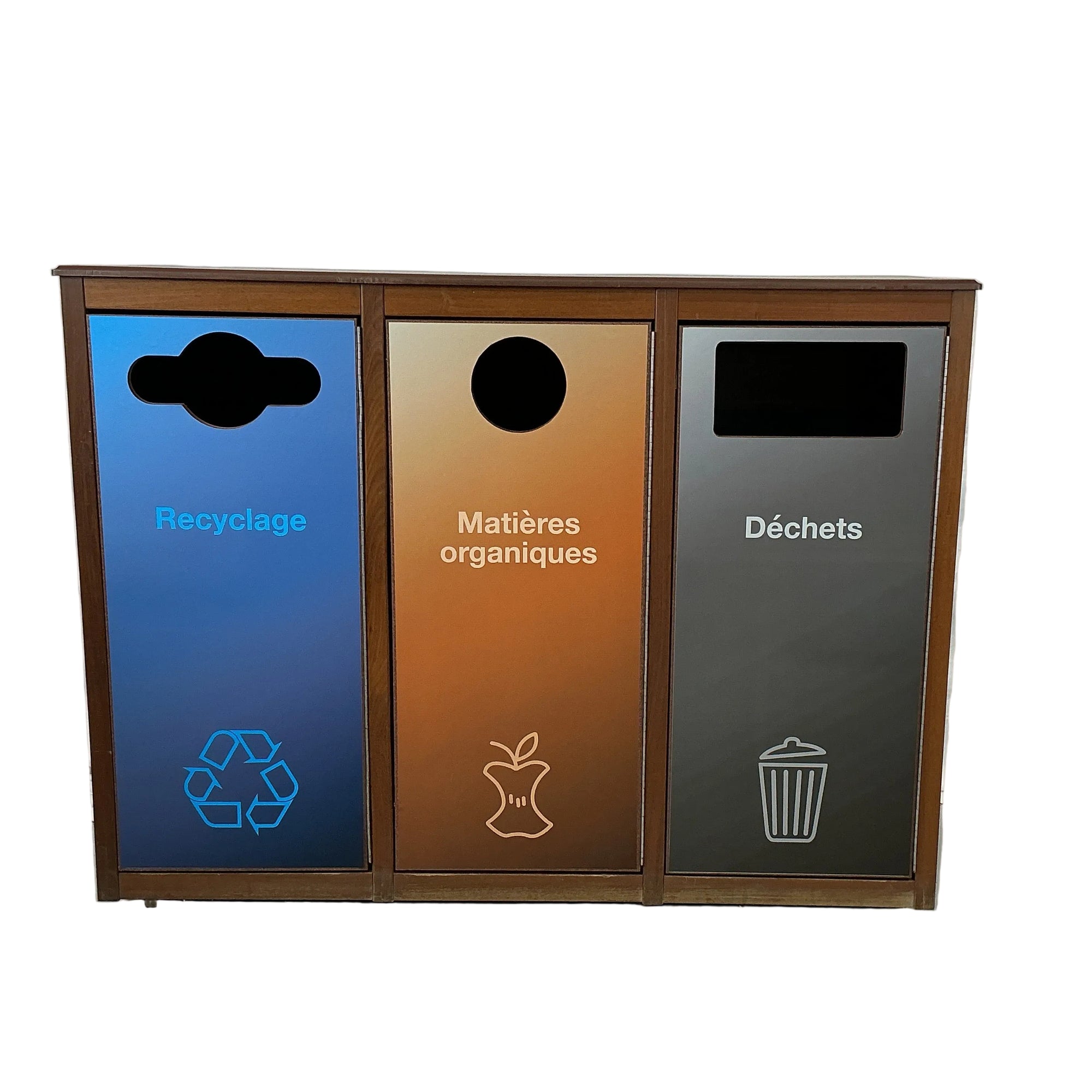 ÎLOT DE TRI McGill EN BOIS ET PLASTIQUE RECYCLÉ BRUN