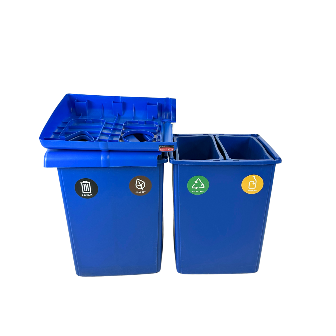 Îlot de tri haute capacité en plastique - Bleu - 4 voies