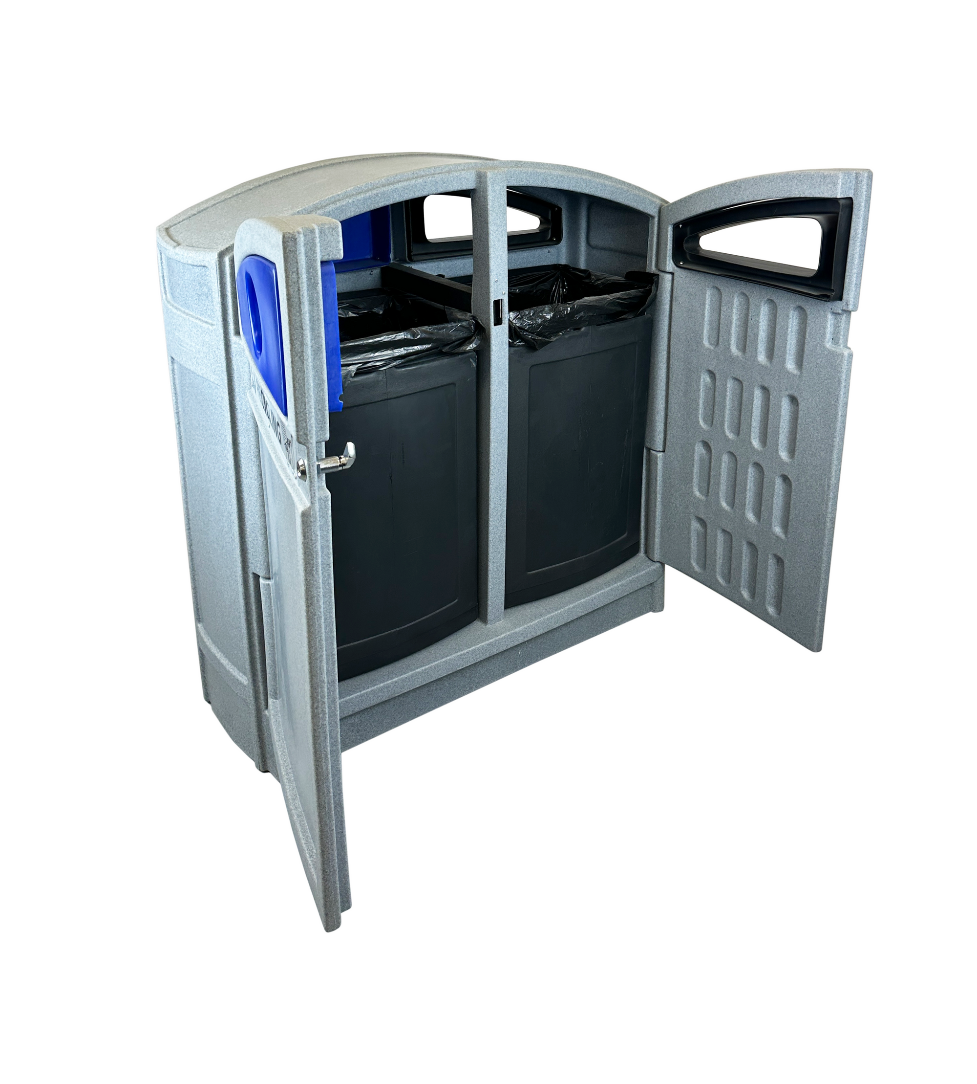 Station de recyclage extérieure en plastique - Gris - 4 voies