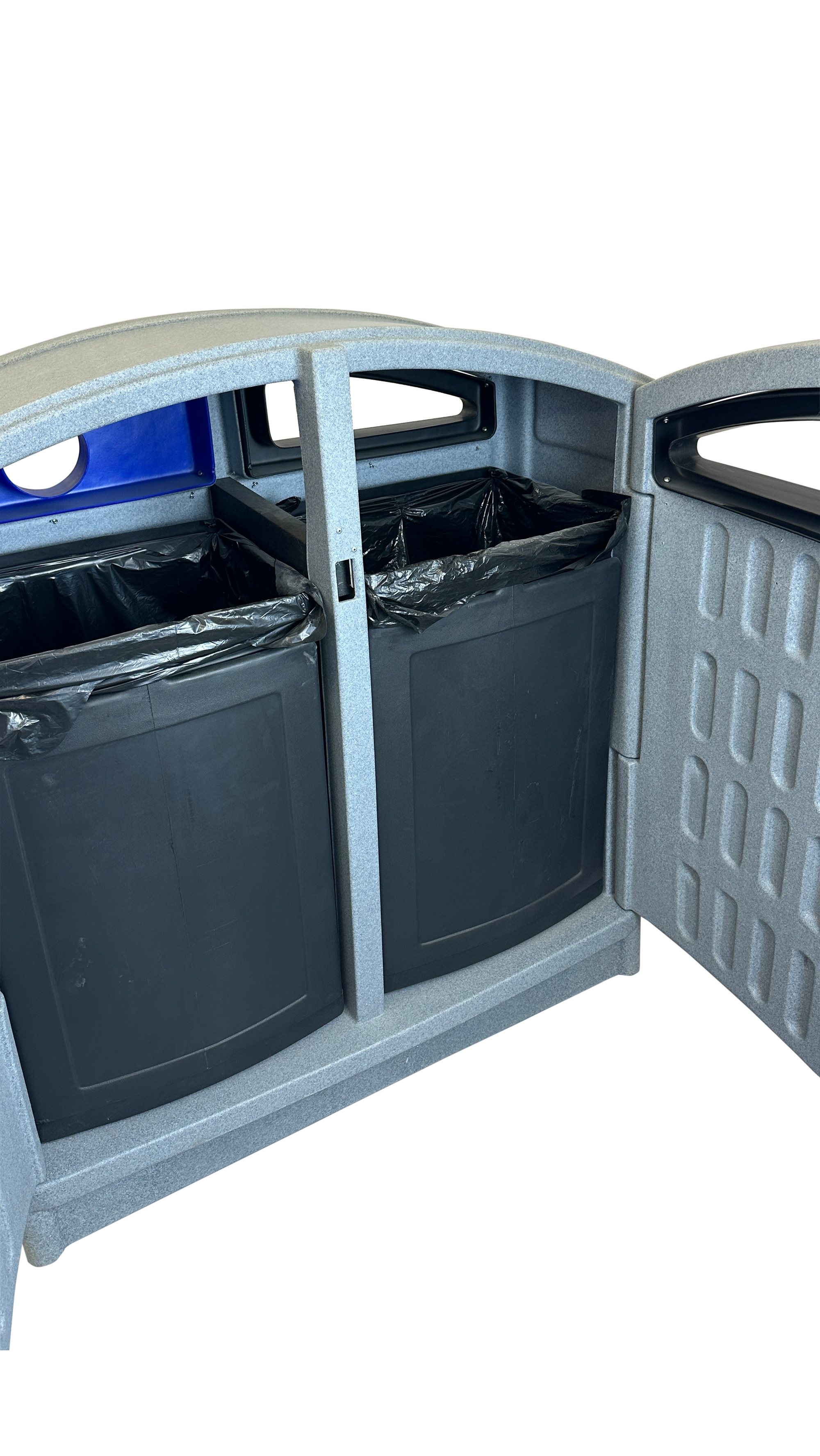 Station de recyclage extérieure en plastique - Gris - 4 voies