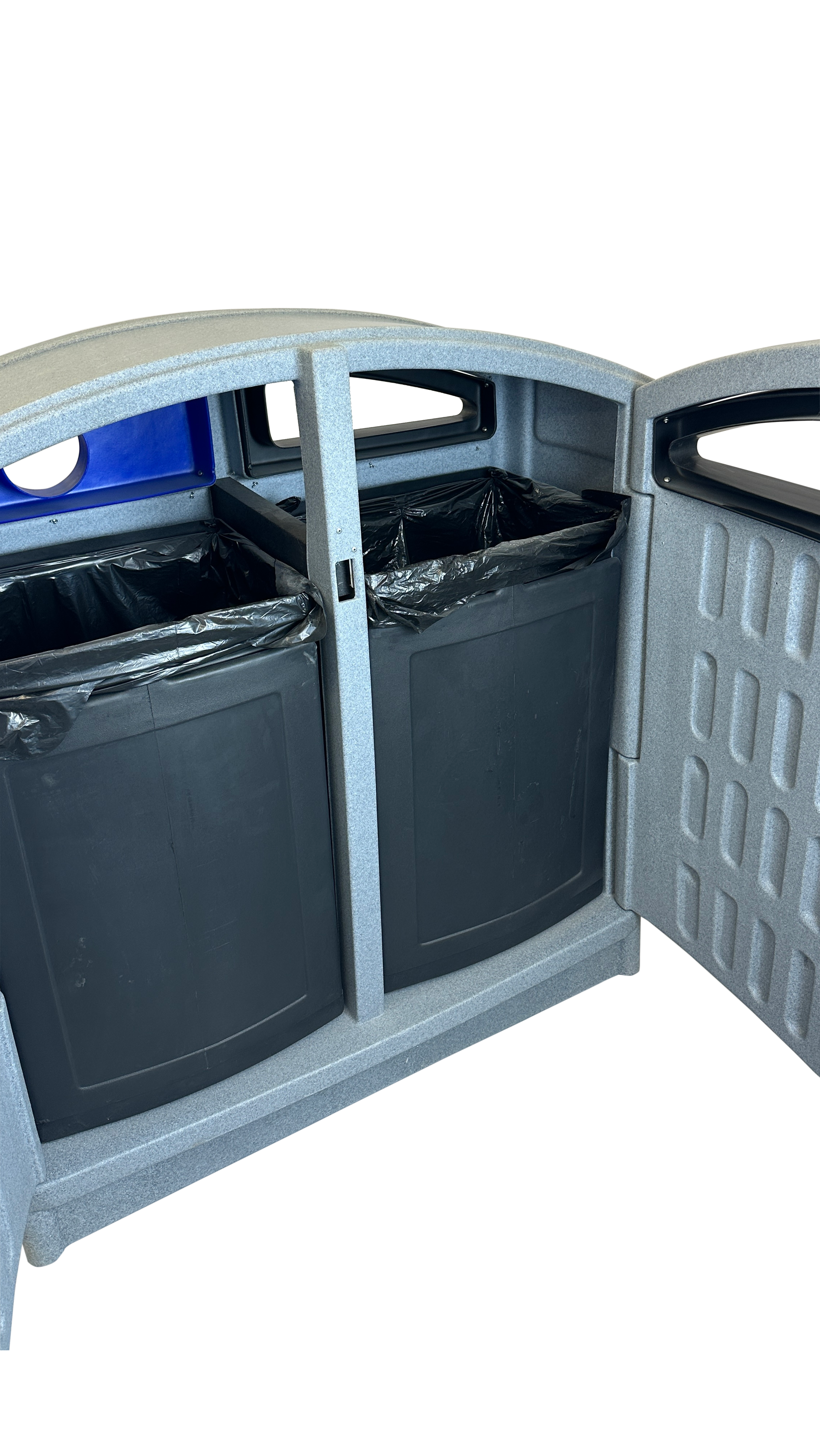 Station de recyclage extérieure en plastique - Gris - 4 voies