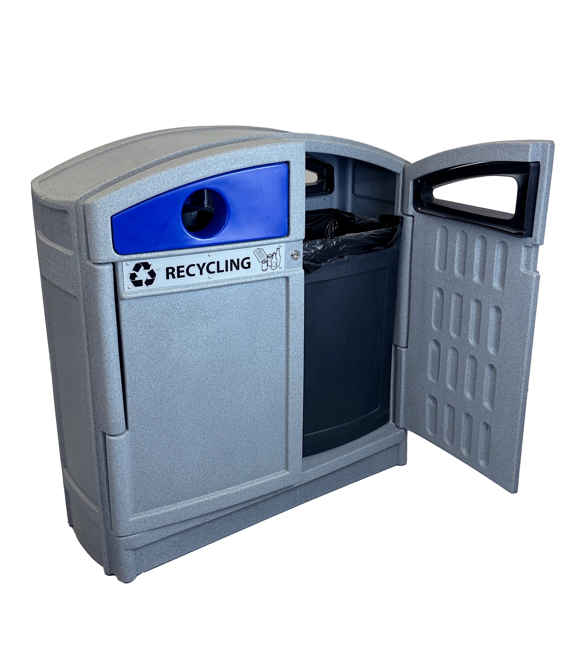 Station de recyclage extérieure en plastique - Gris - 4 voies