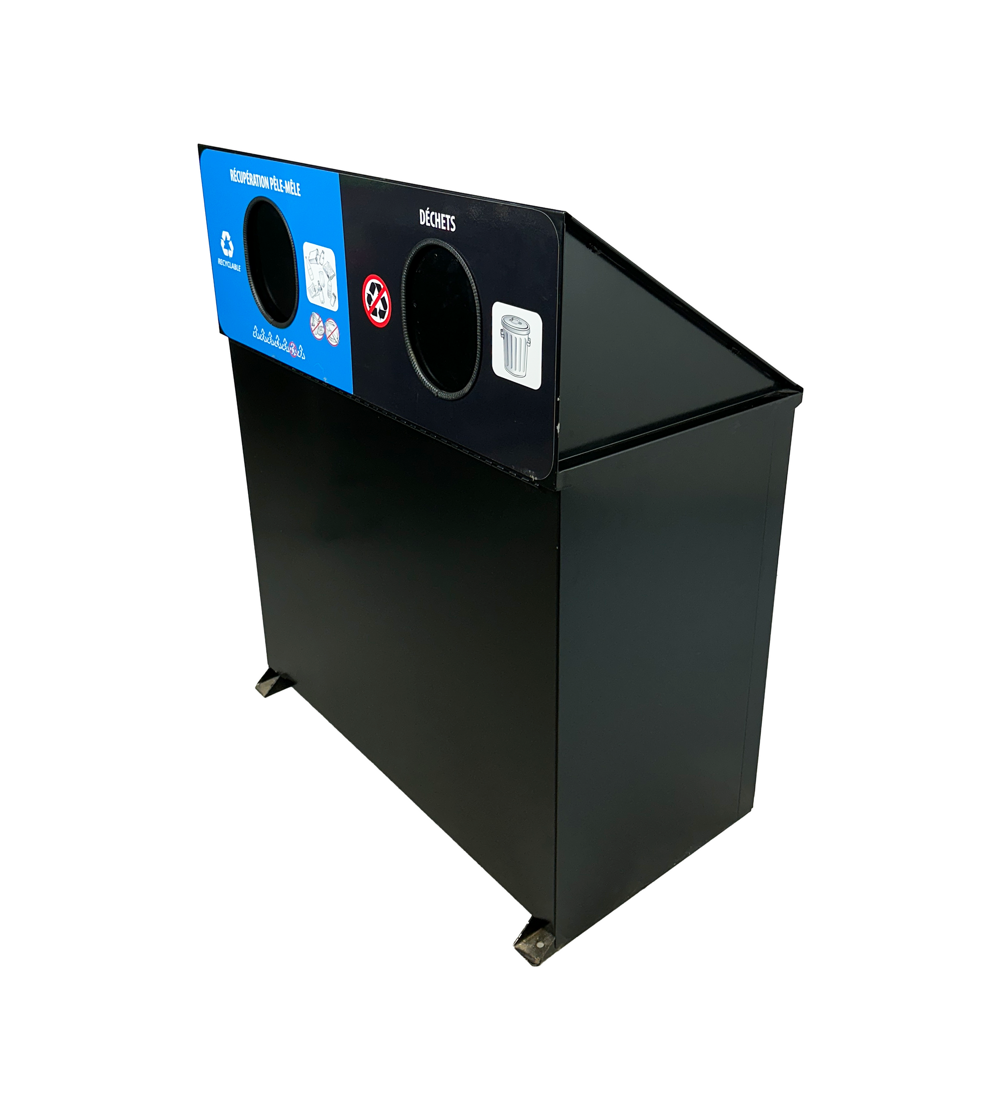 Ilot de tri extérieur en aluminium - Noir - 2 voies