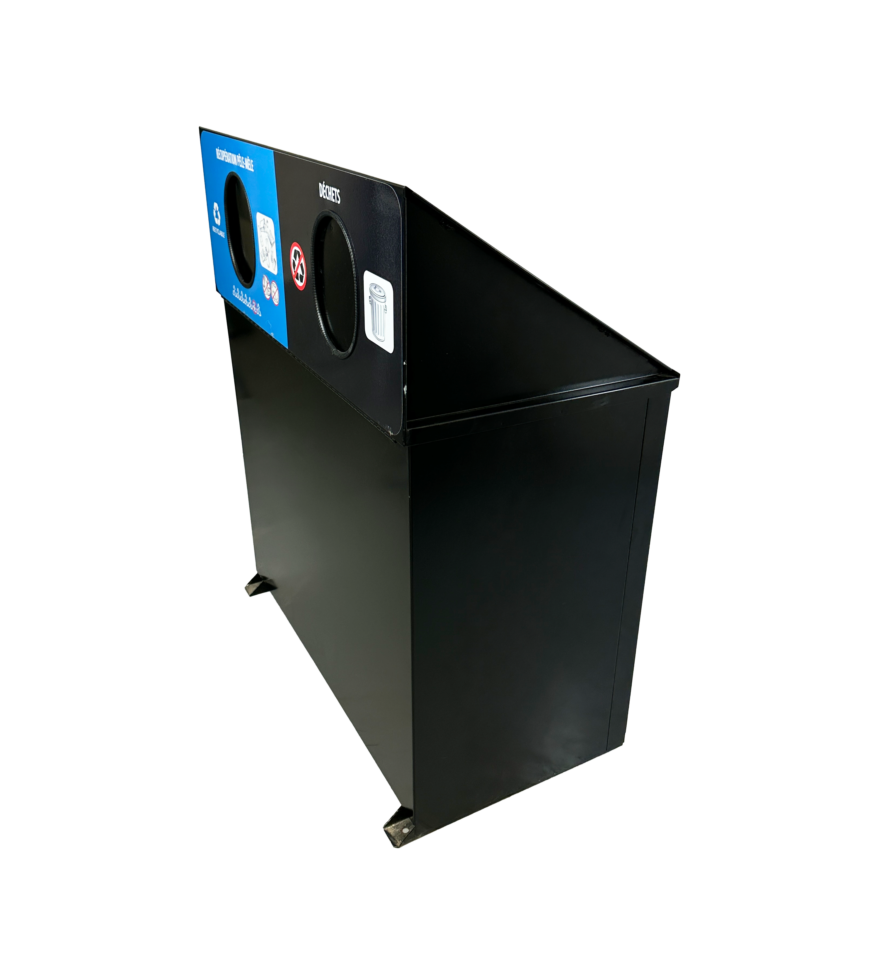 Ilot de tri extérieur en aluminium - Noir - 2 voies