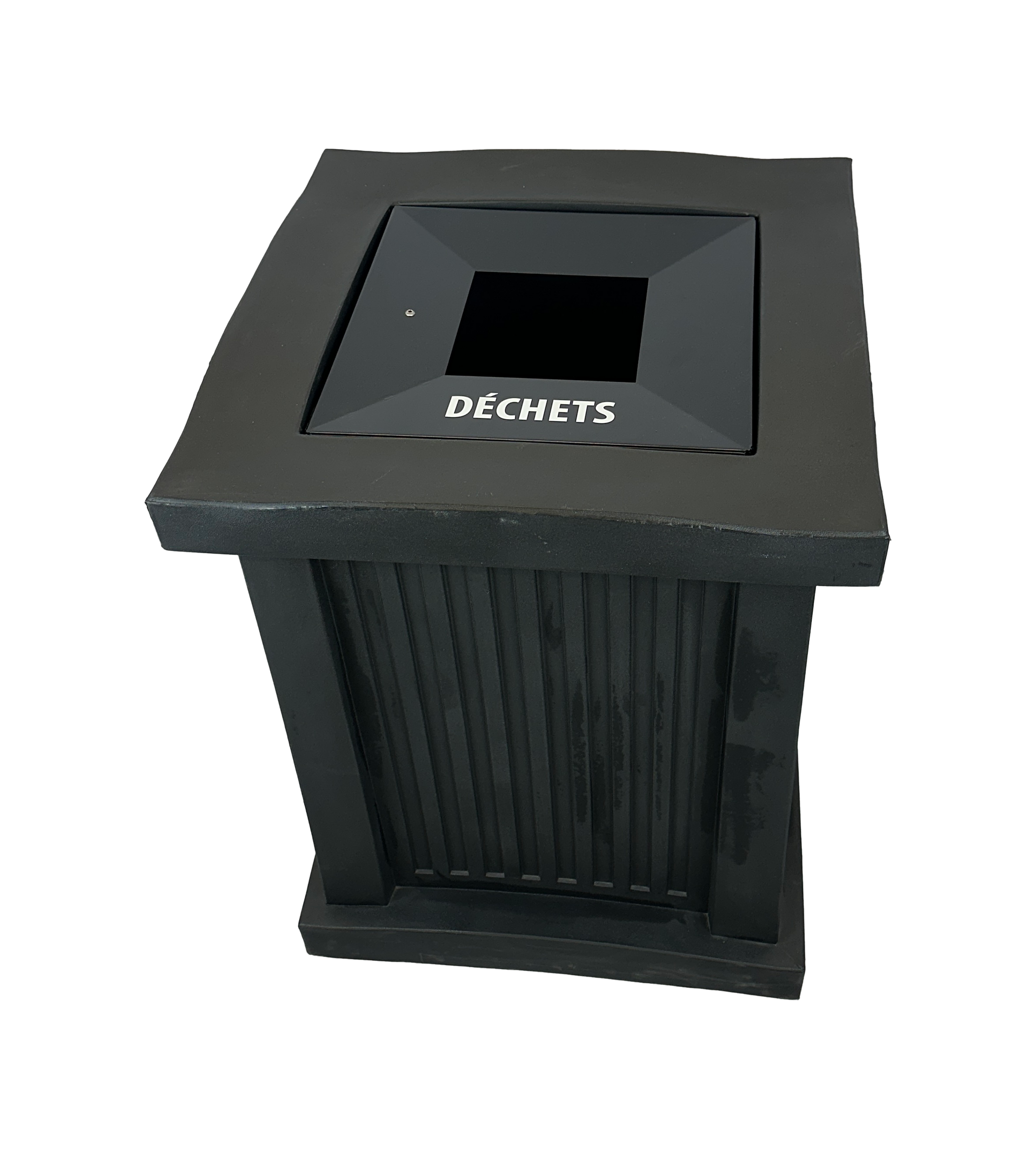 Poubelle intérieur/extérieur - Ouverture carrée - Noir