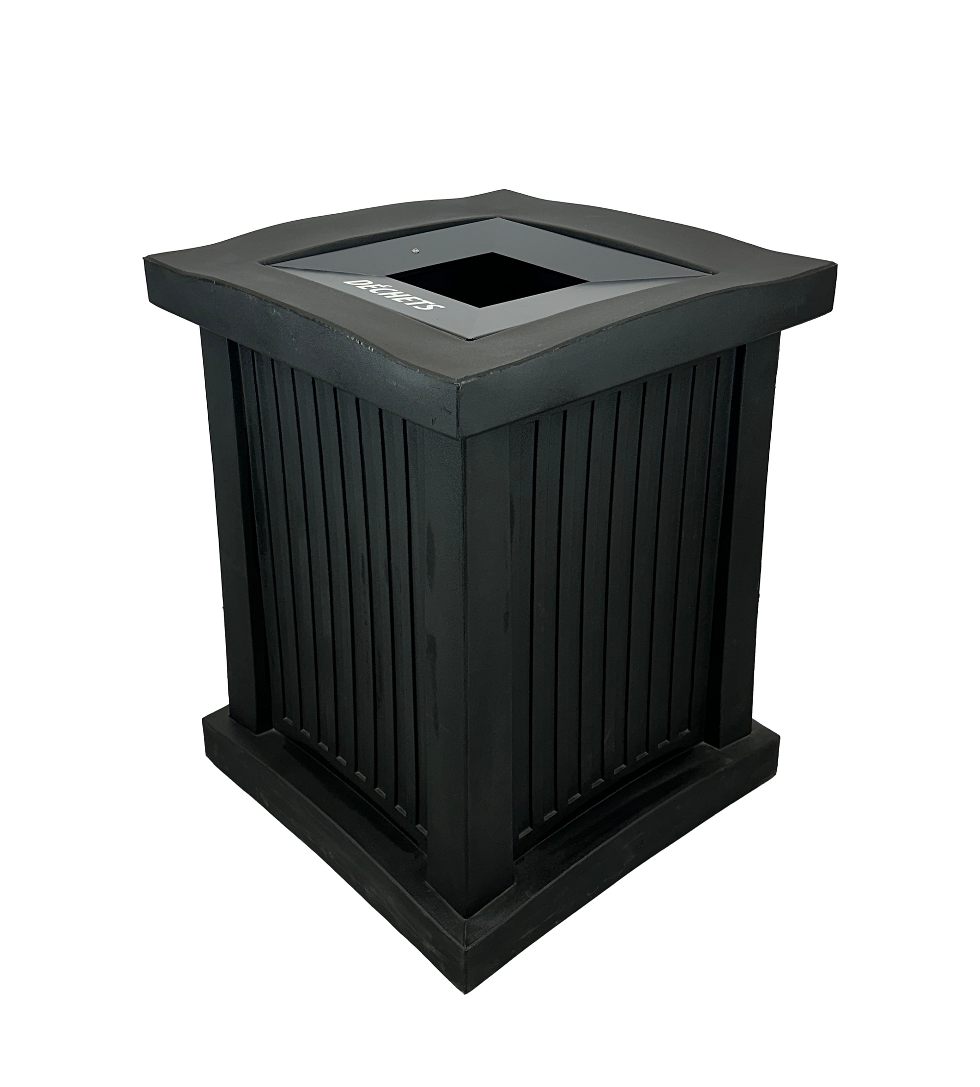 Poubelle intérieur/extérieur - Ouverture carrée - Noir