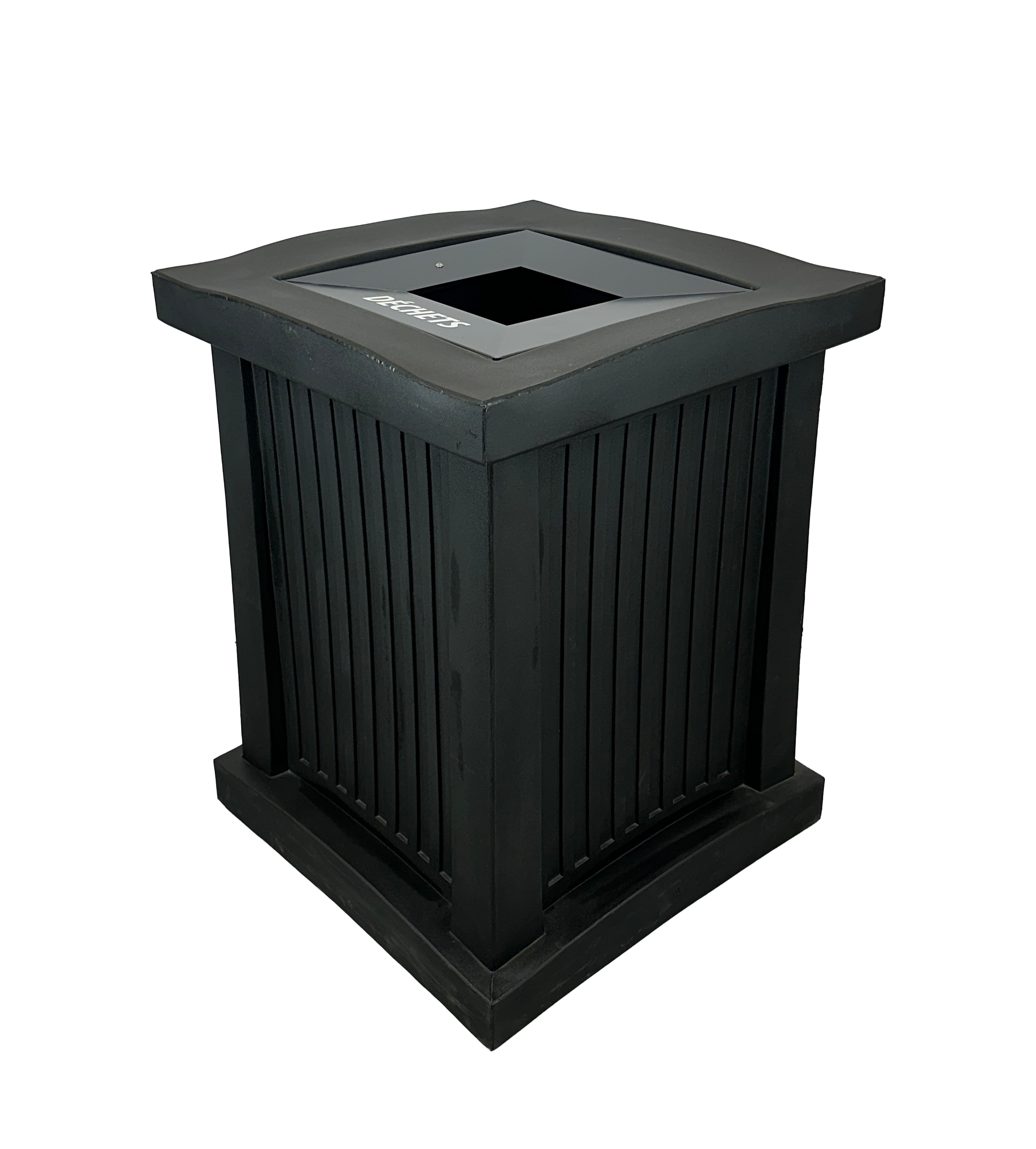 Poubelle intérieur/extérieur - Ouverture carrée - Noir