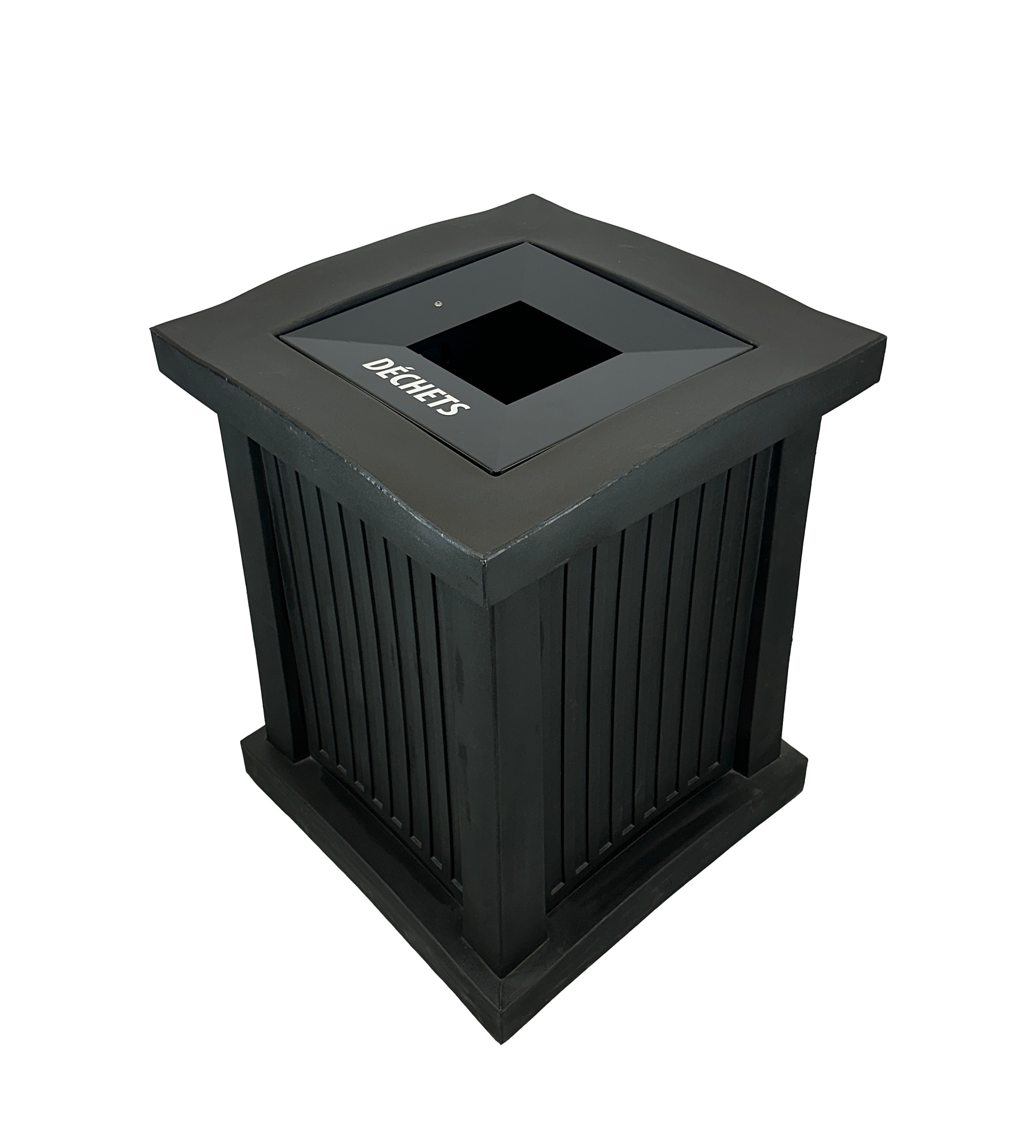 Poubelle intérieur/extérieur - Ouverture carrée - Noir