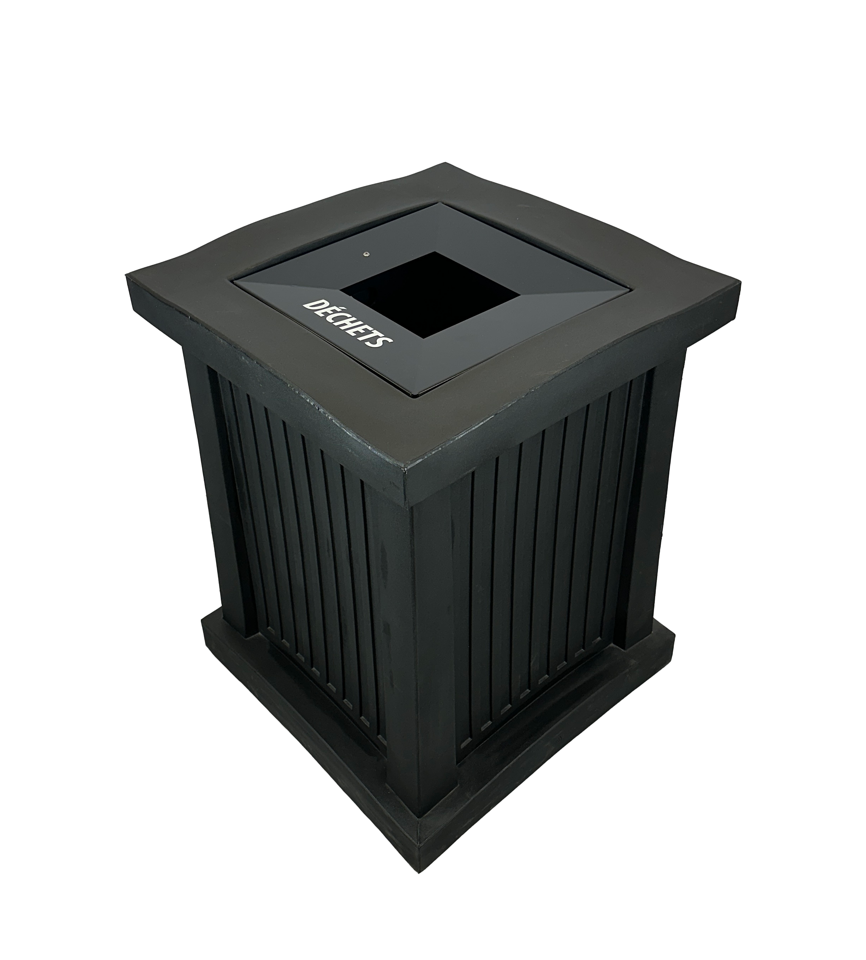 Poubelle intérieur/extérieur - Ouverture carrée - Noir