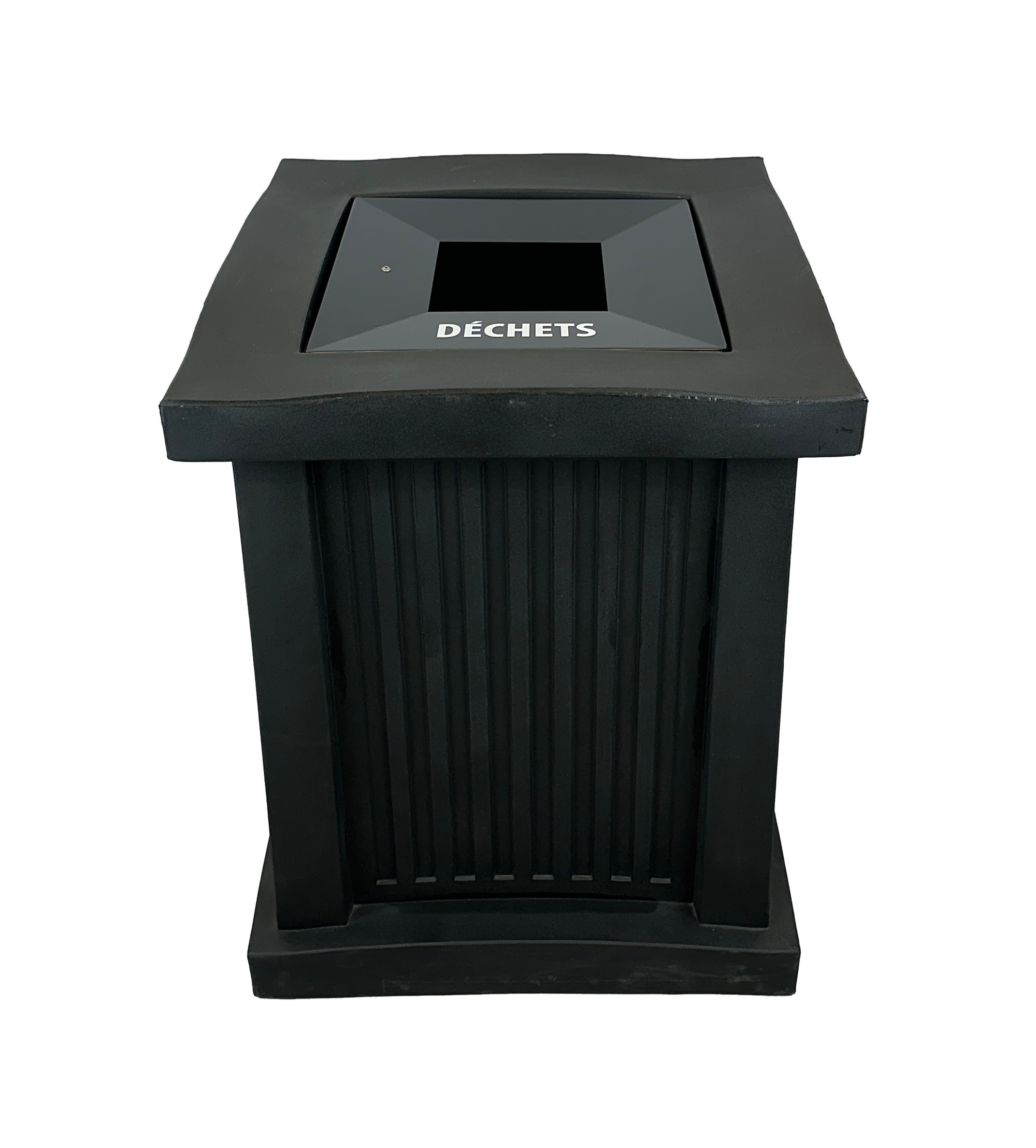 Poubelle intérieur/extérieur - Ouverture carrée - Noir