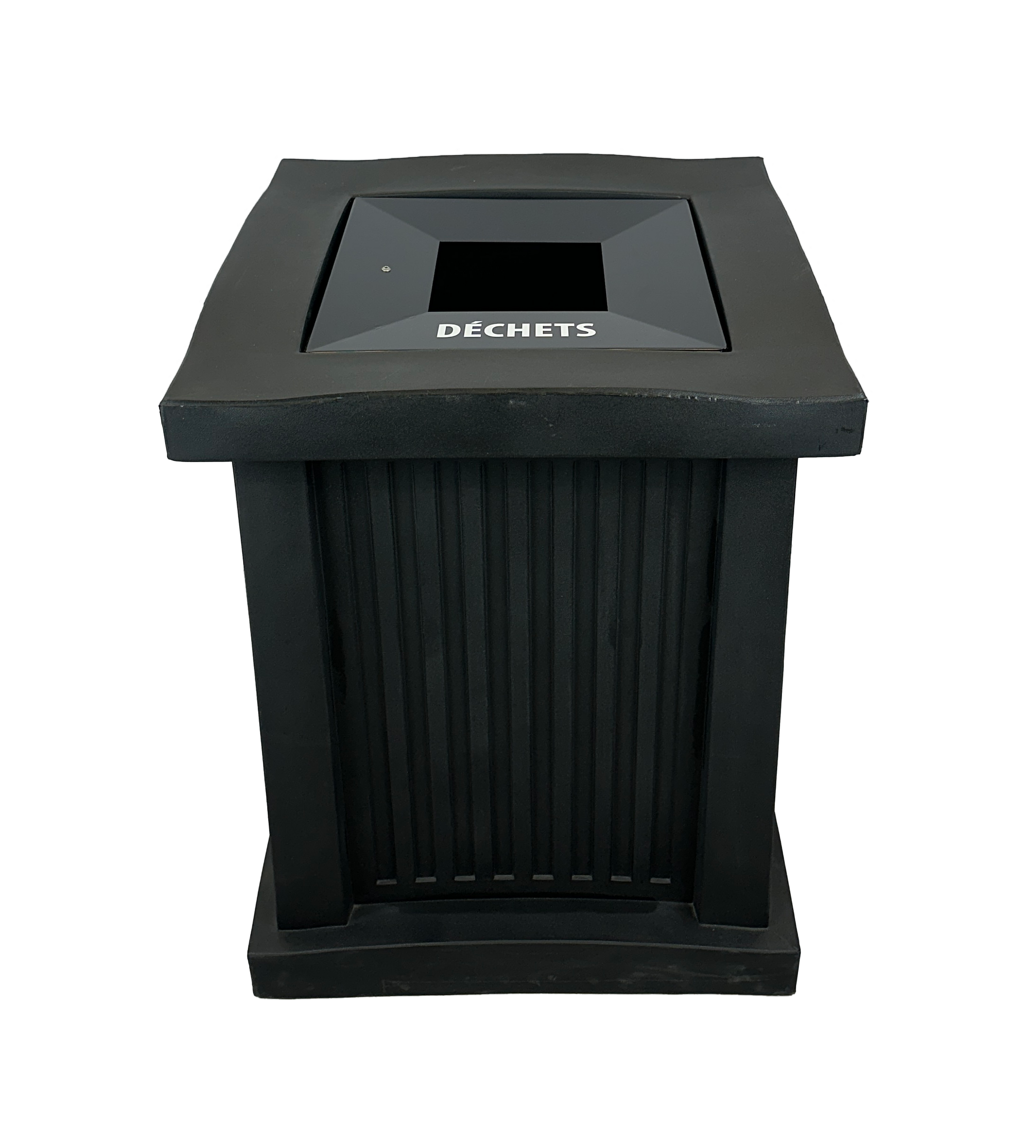 Poubelle intérieur/extérieur - Ouverture carrée - Noir