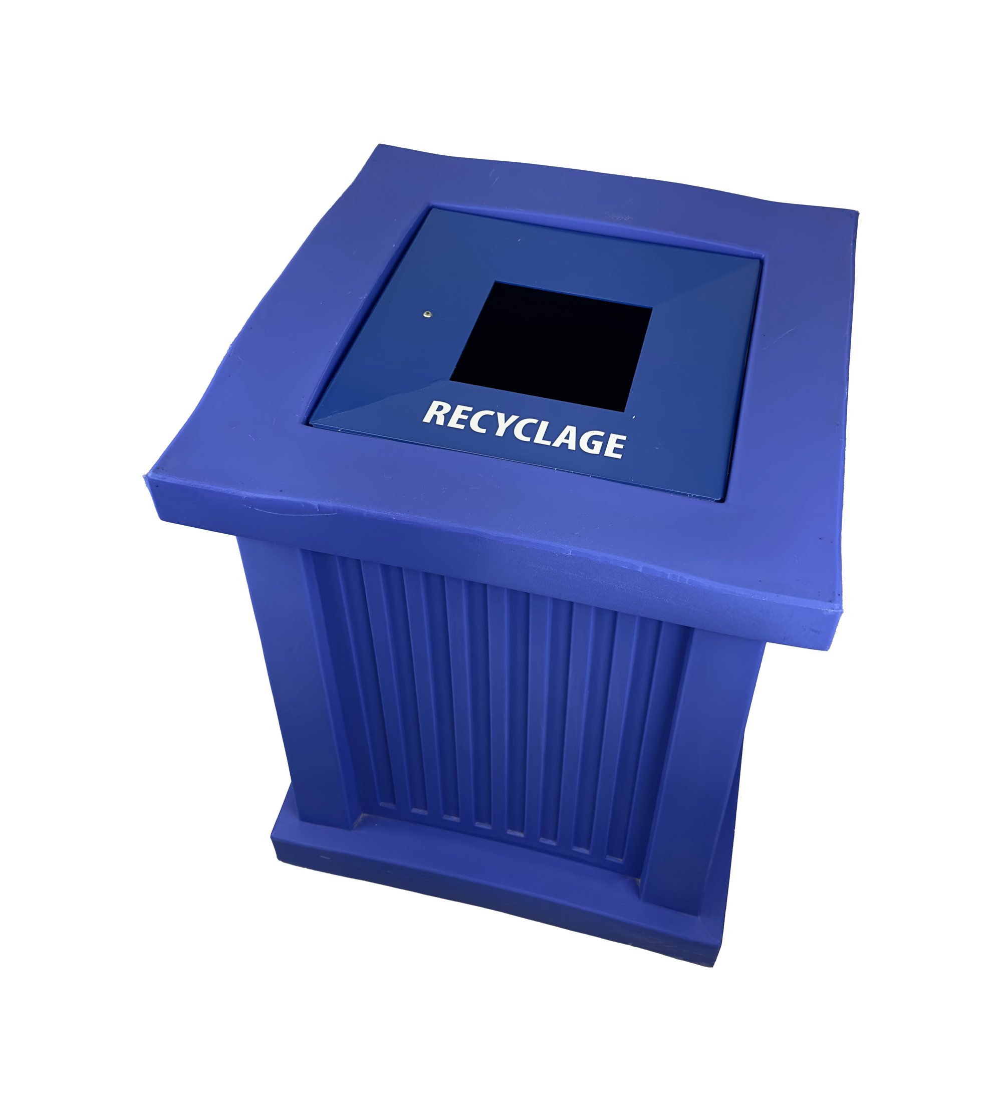 Poubelle intérieur/extérieur - Ouverture carrée - Bleu