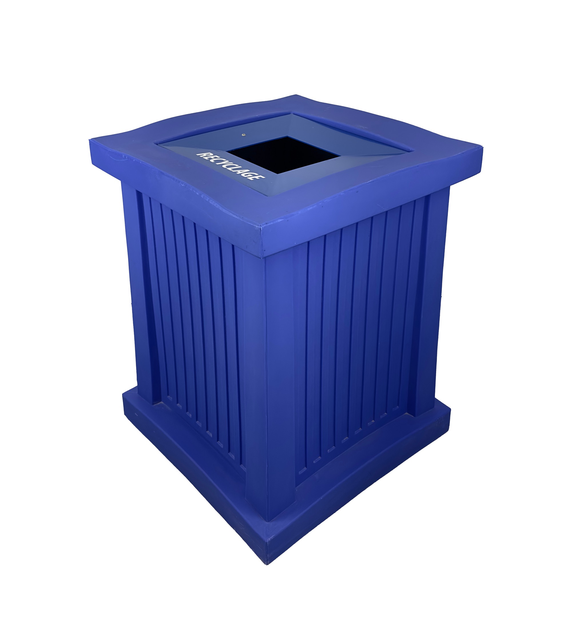 Poubelle intérieur/extérieur - Ouverture carrée - Bleu