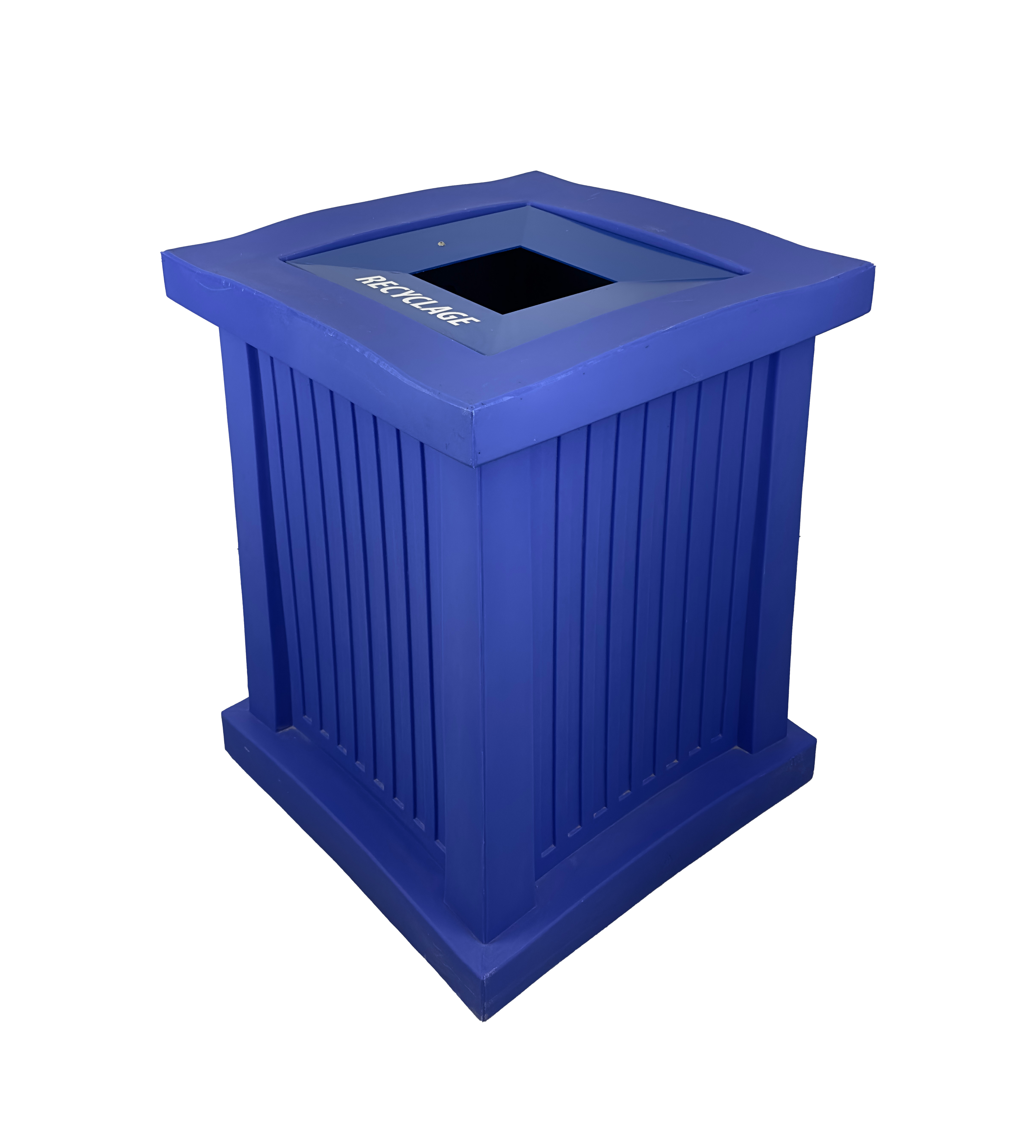 Poubelle intérieur/extérieur - Ouverture carrée - Bleu