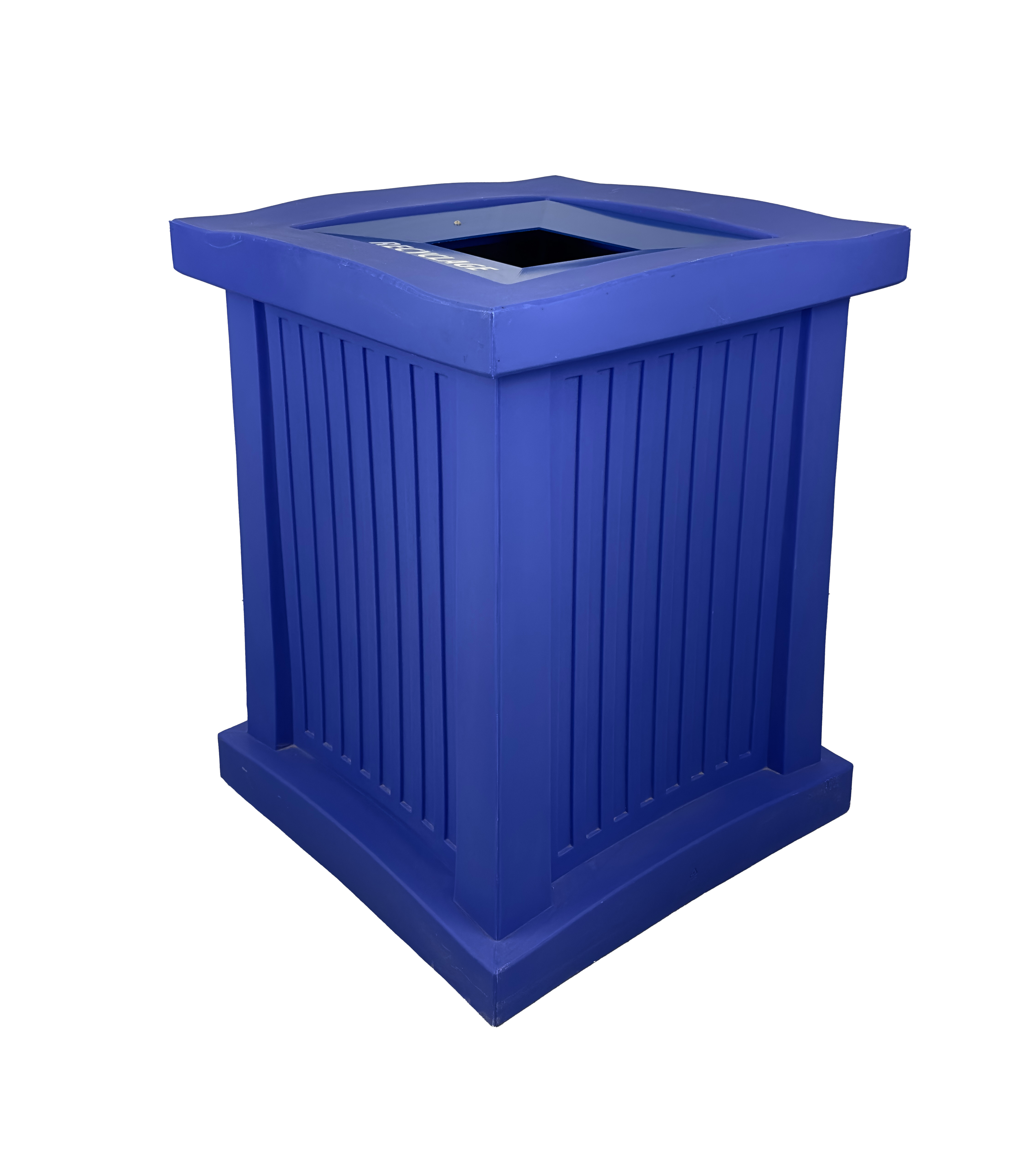 Poubelle intérieur/extérieur - Ouverture carrée - Bleu