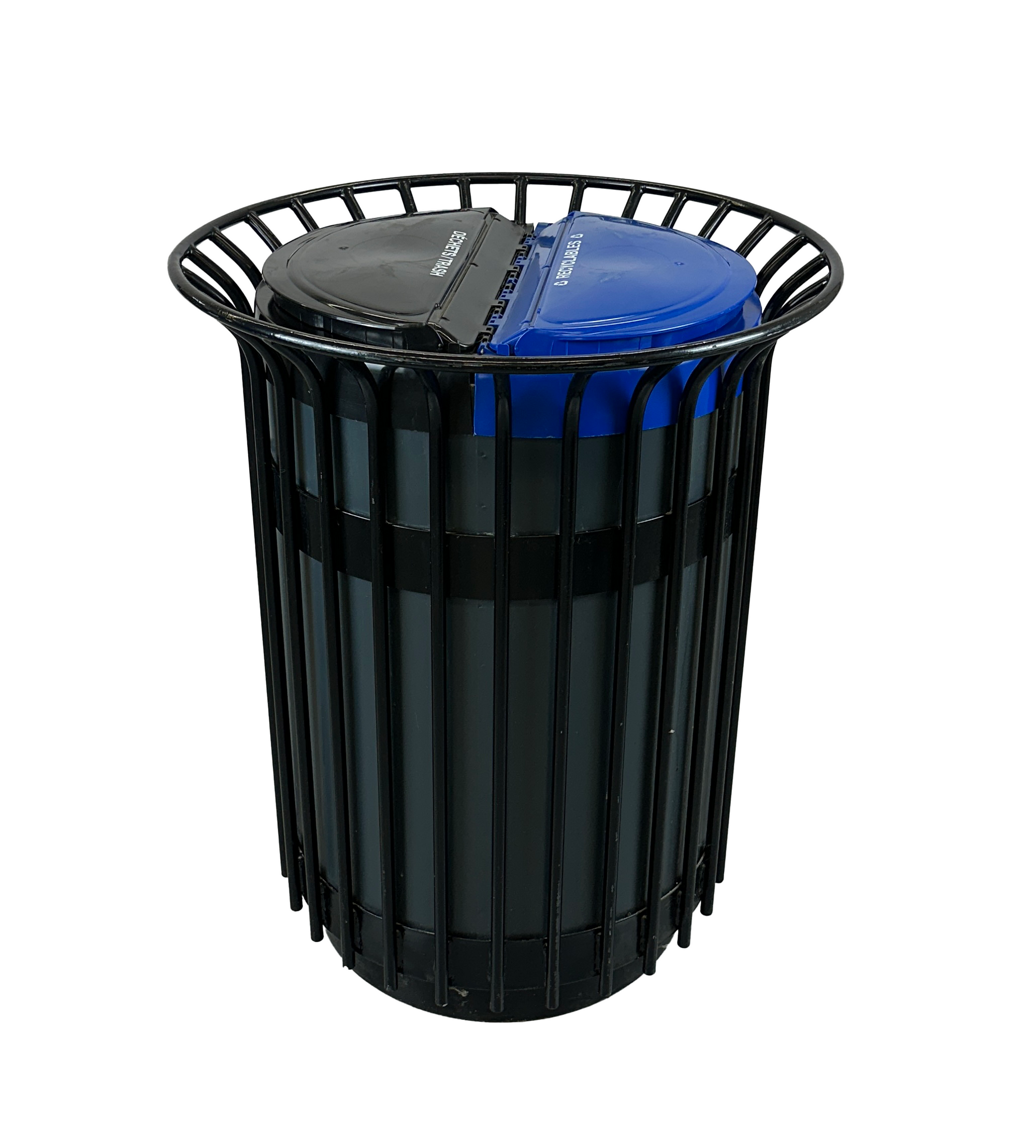 Poubelle extérieure en métal avec couvercle - Noir