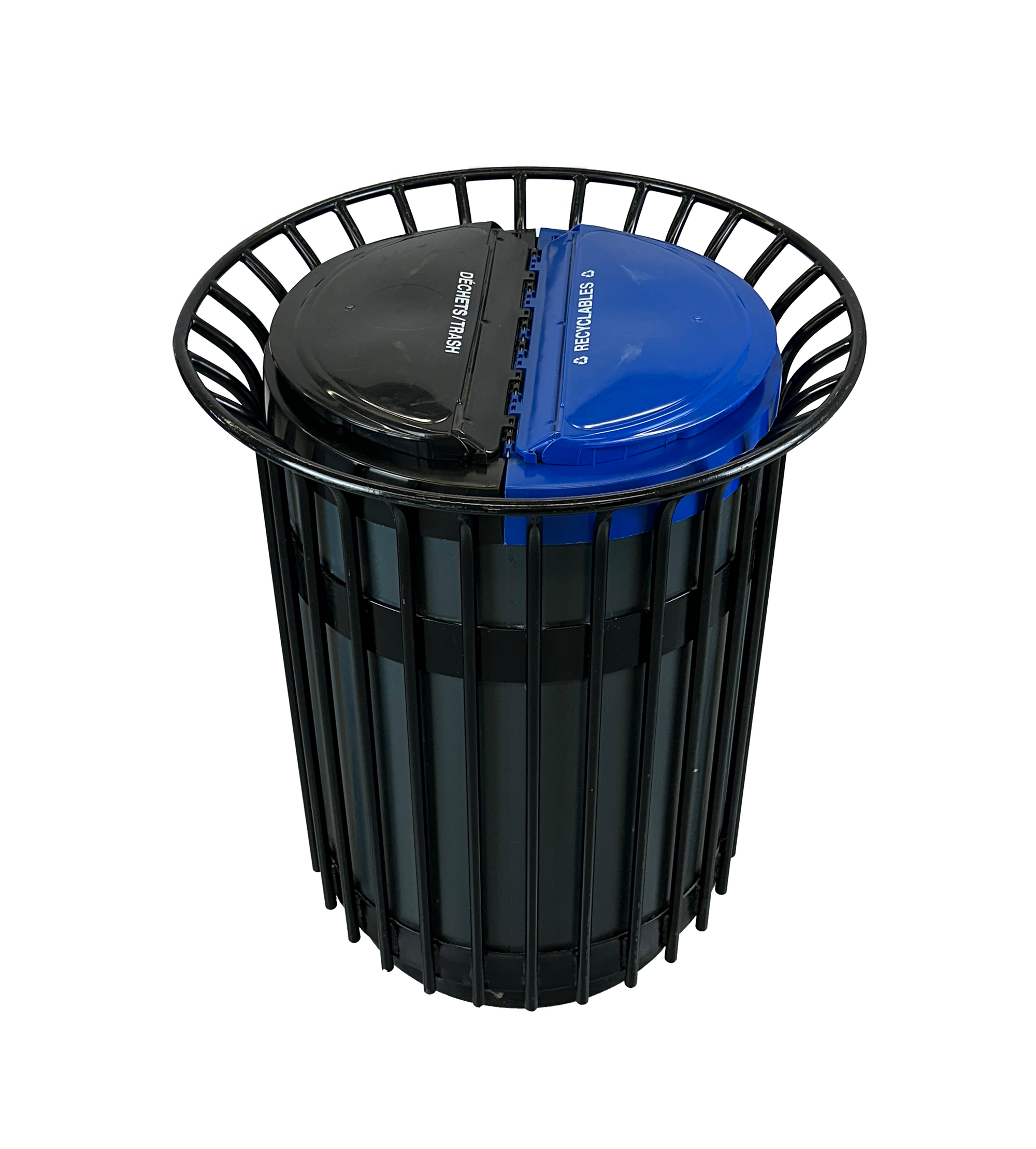 Poubelle extérieure en métal avec couvercle - Noir