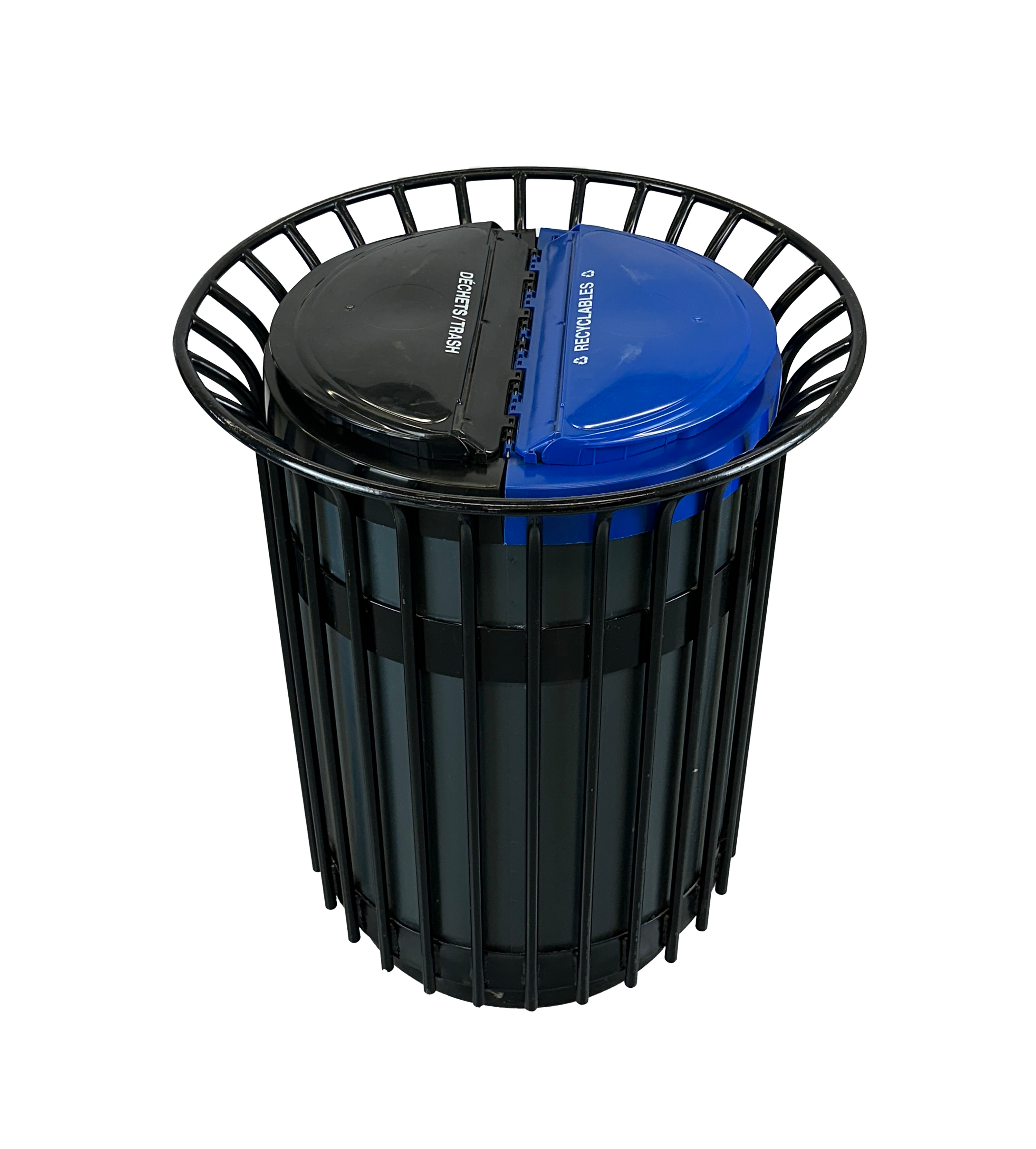 Poubelle extérieure en métal avec couvercle - Noir