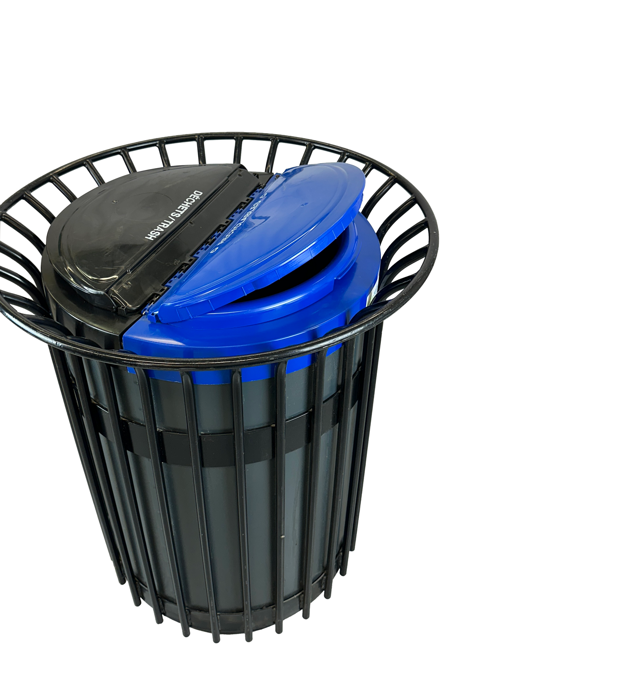 Poubelle extérieure en métal avec couvercle - Noir