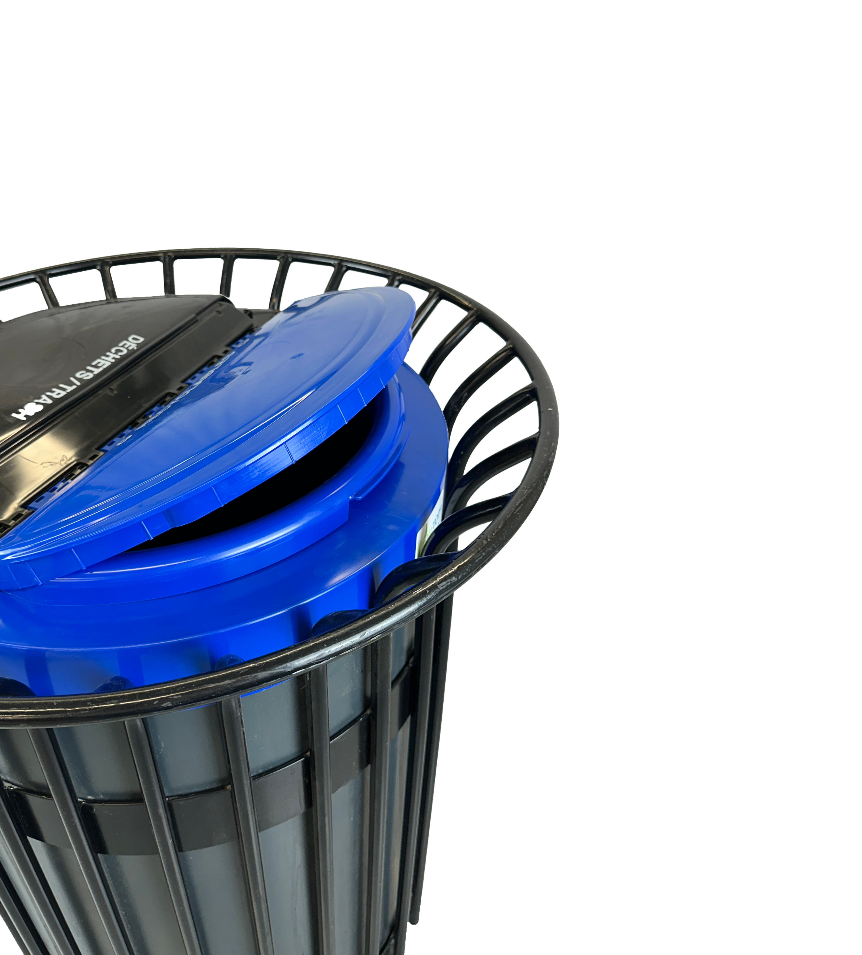 Poubelle extérieure en métal avec couvercle - Noir