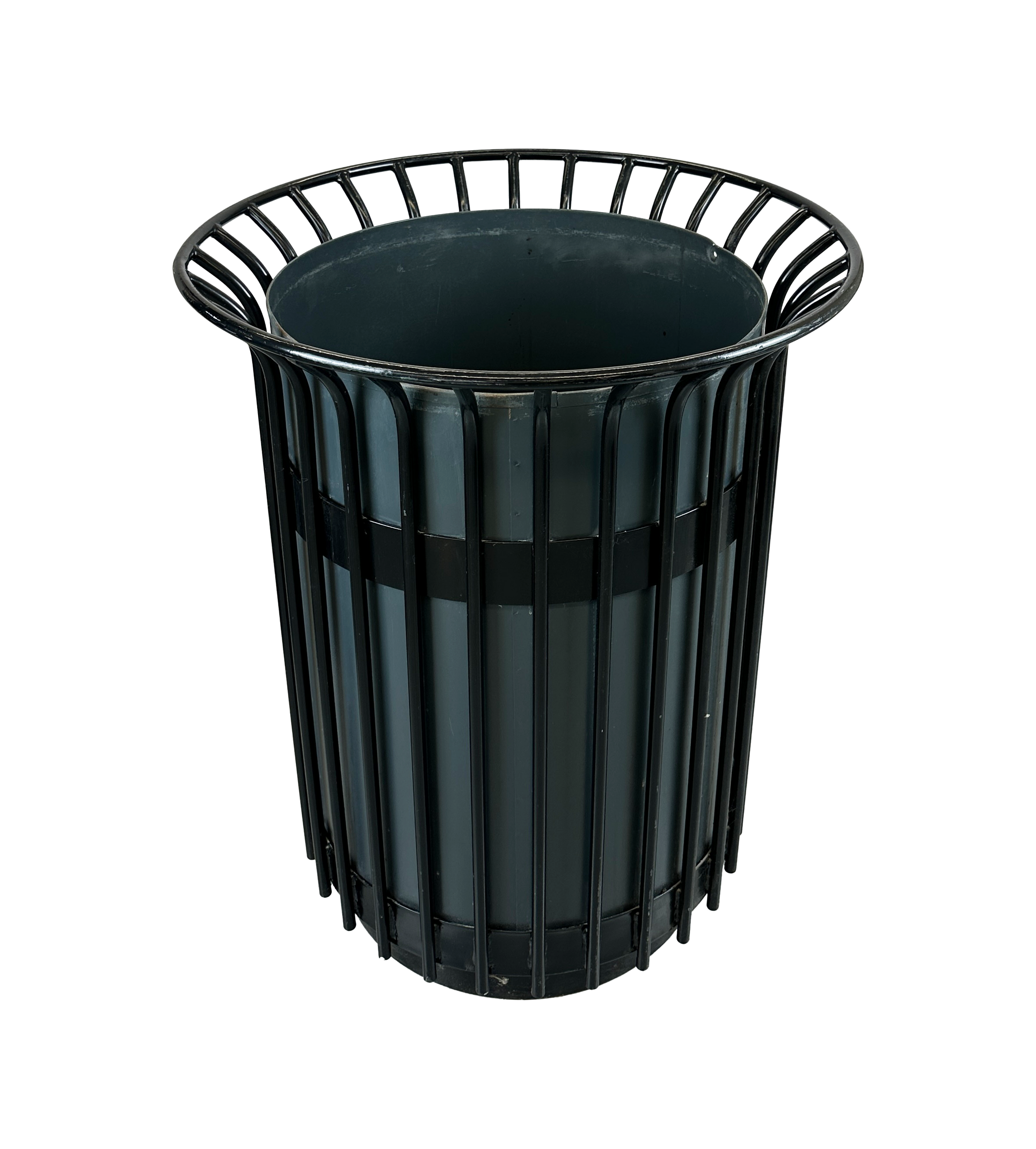 Poubelle extérieure en métal avec couvercle - Noir