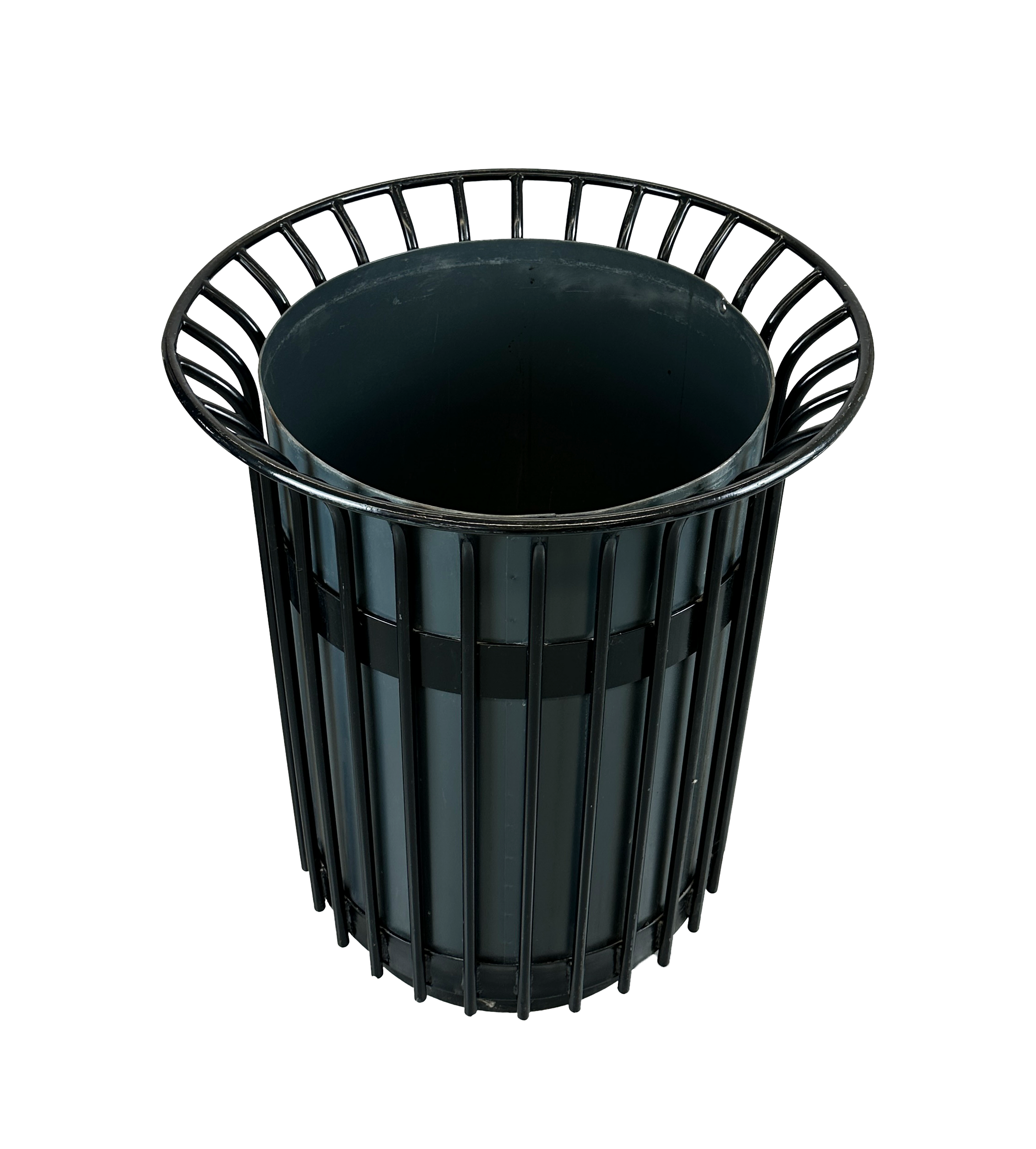 Poubelle extérieure en métal avec couvercle - Noir